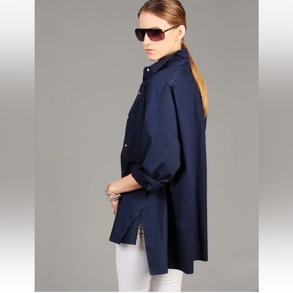 P. TAYLOR OVERSIZED MINIMALIST BUTTON DOWN 3/4 SLEEVE SHIRT SIZE LARGE GRAY NWT - Picture 1 of 9